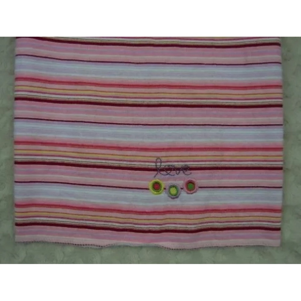 Baby Connection Love Blanket Flannel Receiving Stripes Pink White Red Flower